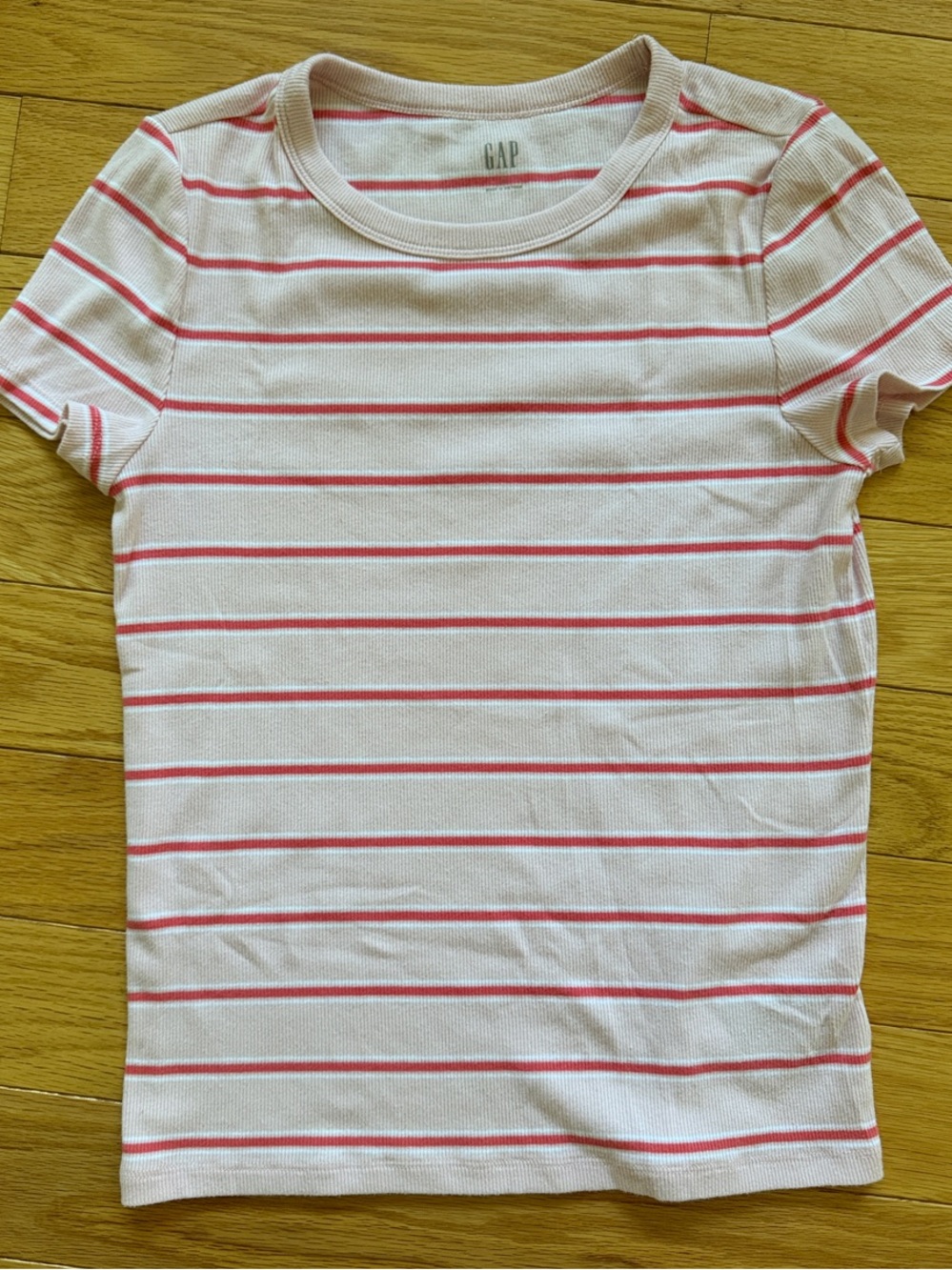GAP Pale Pink + Pink & White Stripes - Short Sleeve Classic Crewneck